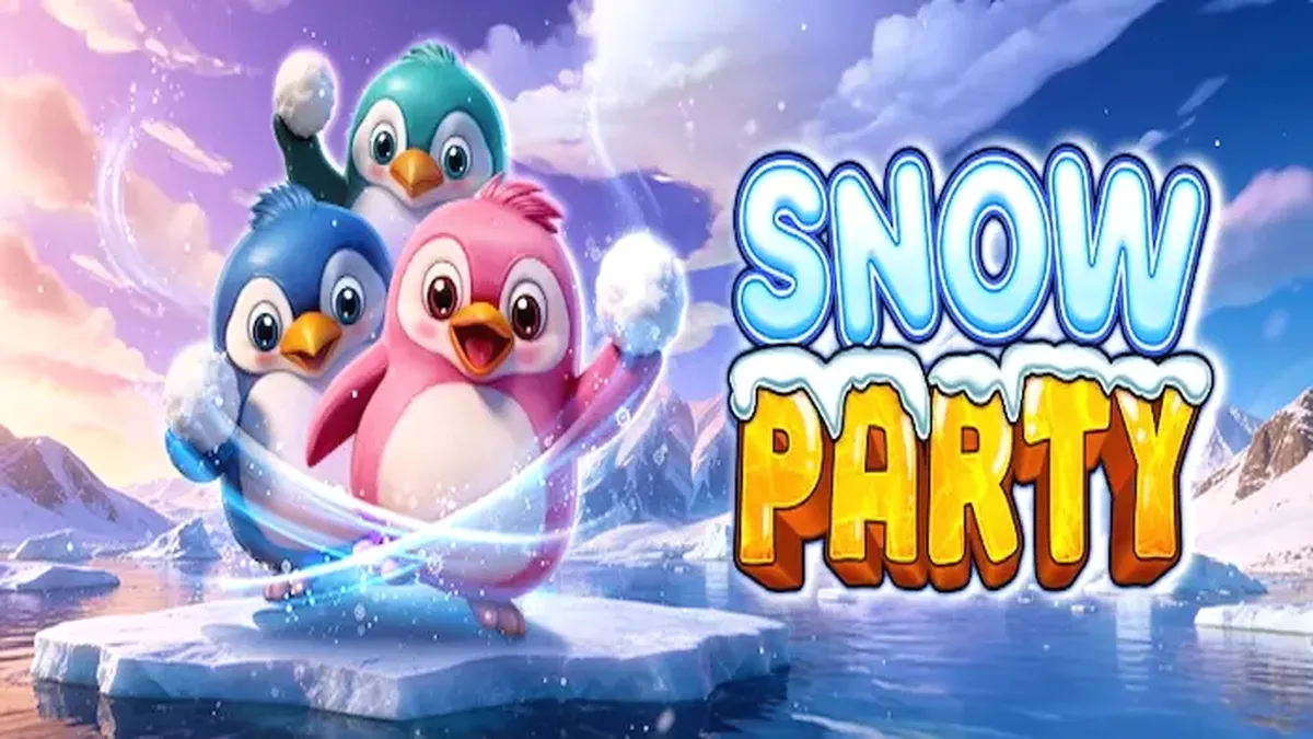 Personagens pinguins e criaturas marinhas no slot Snow Party
