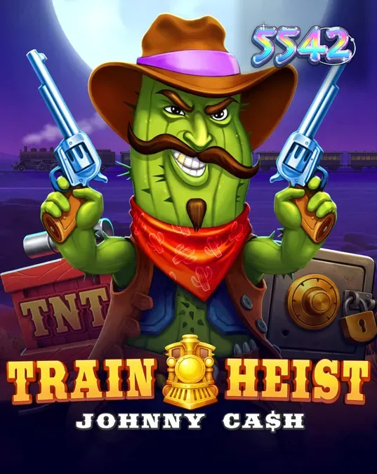 Cena de ação do jogo Train Heist Johnny Cash com o cowboy no cenário de Velho Oeste